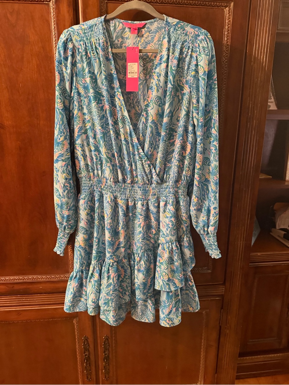 NWT Lilly Pulitzer Wrap-Style Blue & White Long Sleeve romper